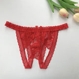 Customized Crystal Name Letters Women's Sexy Breathable Lace Underwear Low Waisted Opening Thong Bikini Erotic G-String Panties