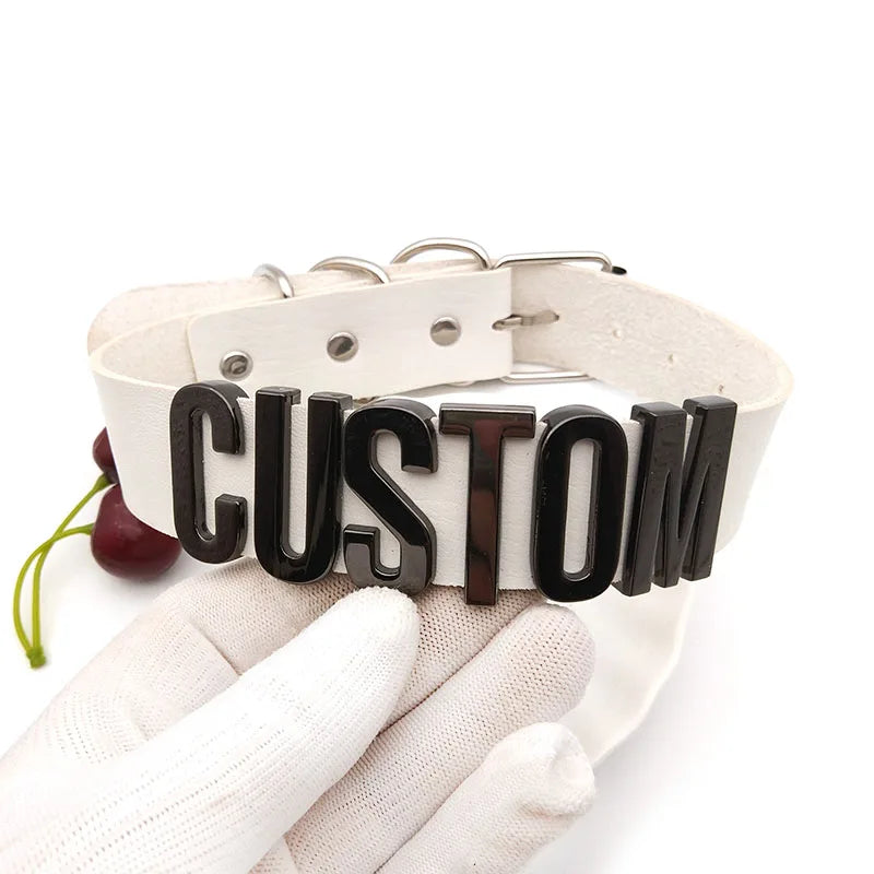 Punk Customized Black Letters BUNNY HOTWIFE Choker Collars DIY Personalized Custom Name Necklace Sexy Cosplay Party Jewelry