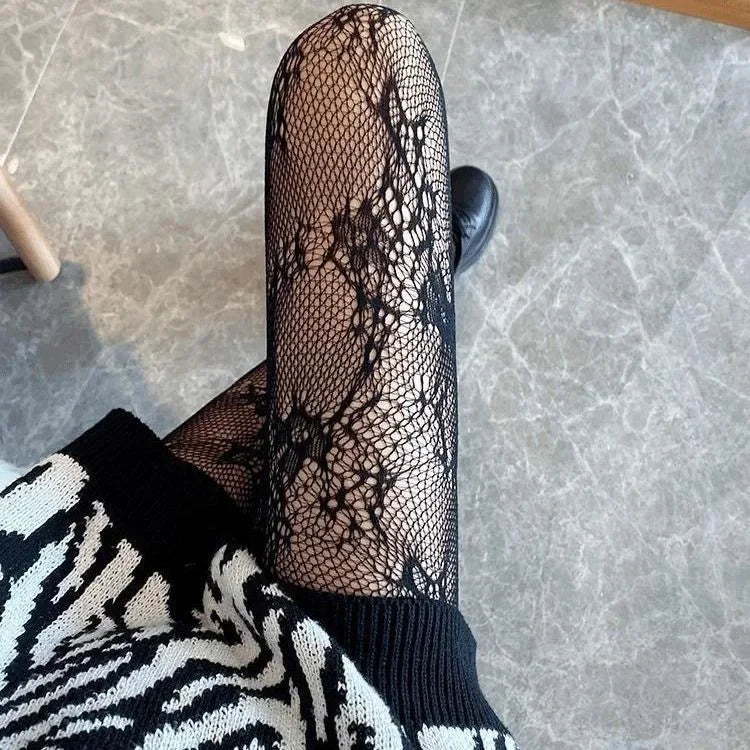 New Goth Lolita Cosplay JK Girls Tights Women Sexy Retro Gothic Kawaii Cross Print Club Stockings Nylon Socks Fishnet Pantyhose