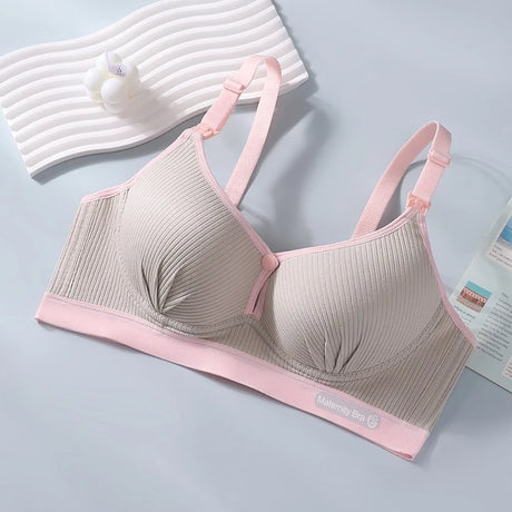 Double Buckle Nursing Bra Anti-sagging Breathable Pregnancy Bralette Pure Cotton Comfortable Nursing Bralette for Breastfeeding