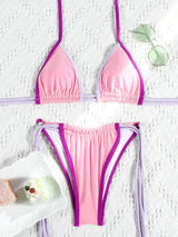 Rinabe Pink Bikini String Bikinis Triangle Swimsuit High Cut Swimsuits Sexy Swimwear Halter Bathing Suit New Style Beachwear