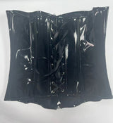 Women's Black PVC Leather Corset Women Sexy Front Zip and Buckle Closure Overbust Bustier Fetish Rock Gothic Steampunk Corselet