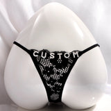 New Hollow Lace Thongs Panties For Women Customize Crystal Letter Name G-string Thong Female Underwear Underpants Birthday Gifts