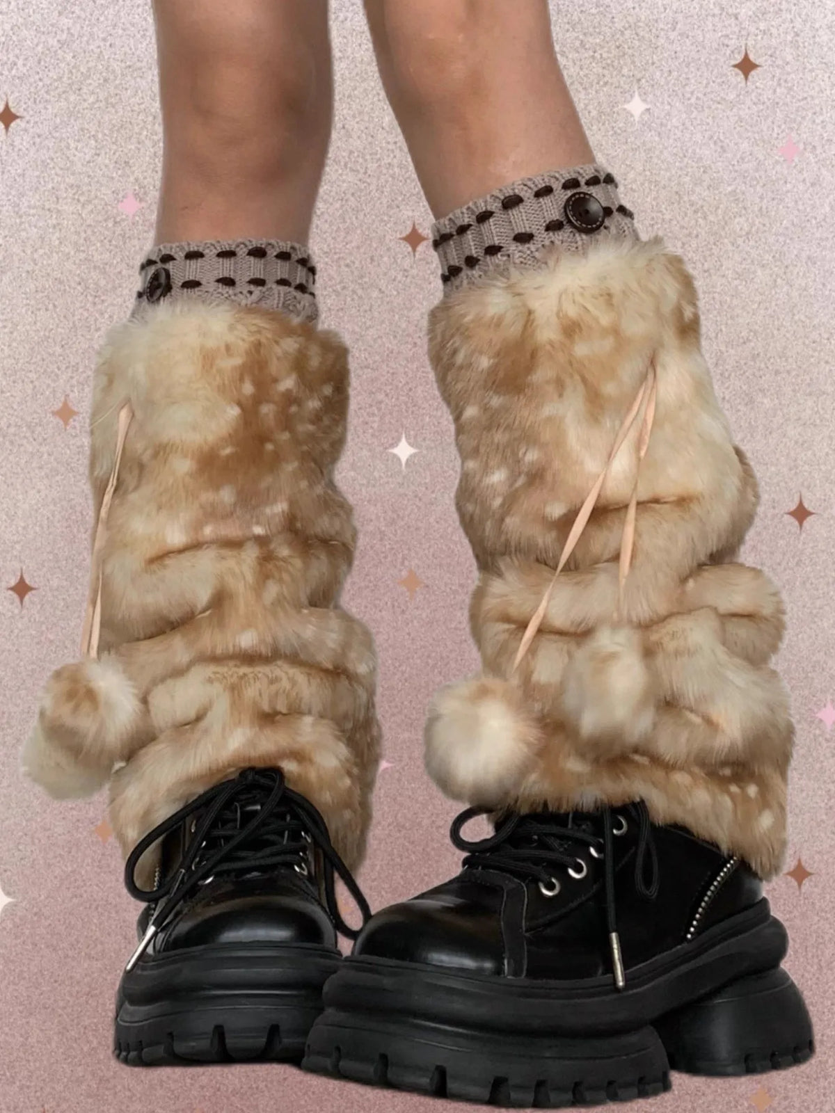 New Winter Faux Fur Plush Deer Leg Warmers Kawaii Furry Boots Socks Cover Punk High Boots Socks Performance Costume Leg Warmers