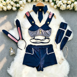 Women Sets Ruffled Apron Shorts Headband Maid Cosplay Costume Rabbit Officer Party Park Performance Sexy Suits Hotsweet Clothes