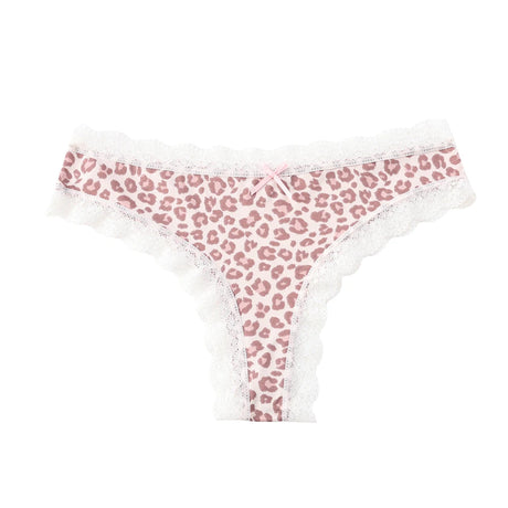 BZEL Women's Lace Floral Thongs Sexy Leopard Breathable Panties Low Waist G-String Female Fashion Underwear Cozy T-Back Lingerie