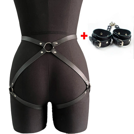 Ladies' Sexy Decorative Belt Leather Thigh Strap, Vest, Restraint Strap, with Leather Bracelet, Bdsm Fetish Clothing Accessory