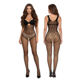 European American Lingerie Sexy Mesh Outfit Hollowed Out Mesh Through Vertical Sexy Mesh Fishnet Stripe Open Crotch One Piece