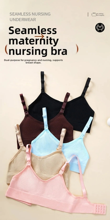 Comfortable Nursing Bras Without Steel Rings Soft Breastfeeding Underwear Anti Sagging 3D Support Seamless Maternity Bra Women