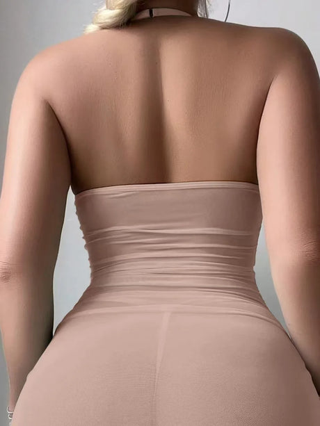 New European cross-border foreign trade sex sexy mesh perspective underwear chain nightdress thong set