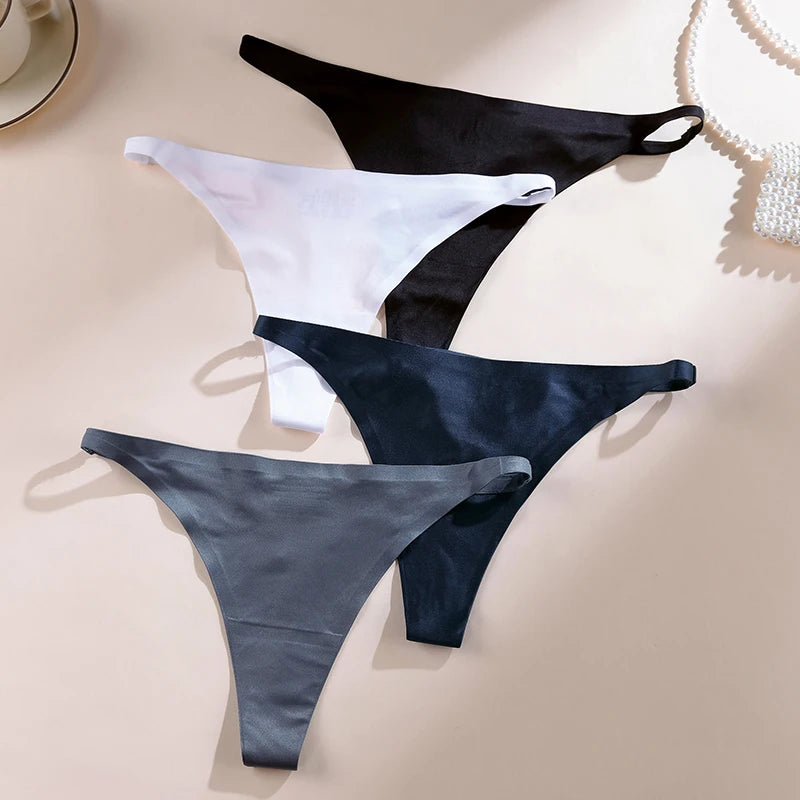 Ice Silk Thong Sexy Women Panties G String Briefs T Back for Girls Underwear Temptation Seamless Ladies Underpants  Size S-XL