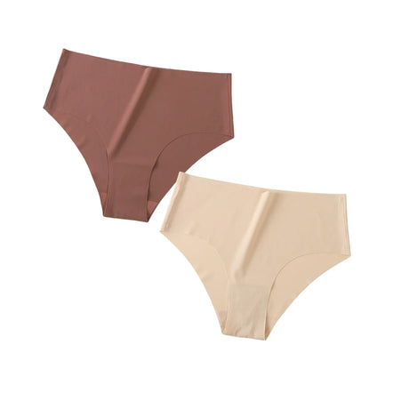 2Pcs/Set Ice Silk Panties Seamless High Waist Briefs Women Full Coverage Underwear Female Underpants No Show Sexy Lingerie XS-XL