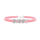 Sexy Rhinestone Letters Hotwife Collar Choker for Women Men DIY Customized Necklaces Pink Suede Leather Cosplay Jewelry Gift