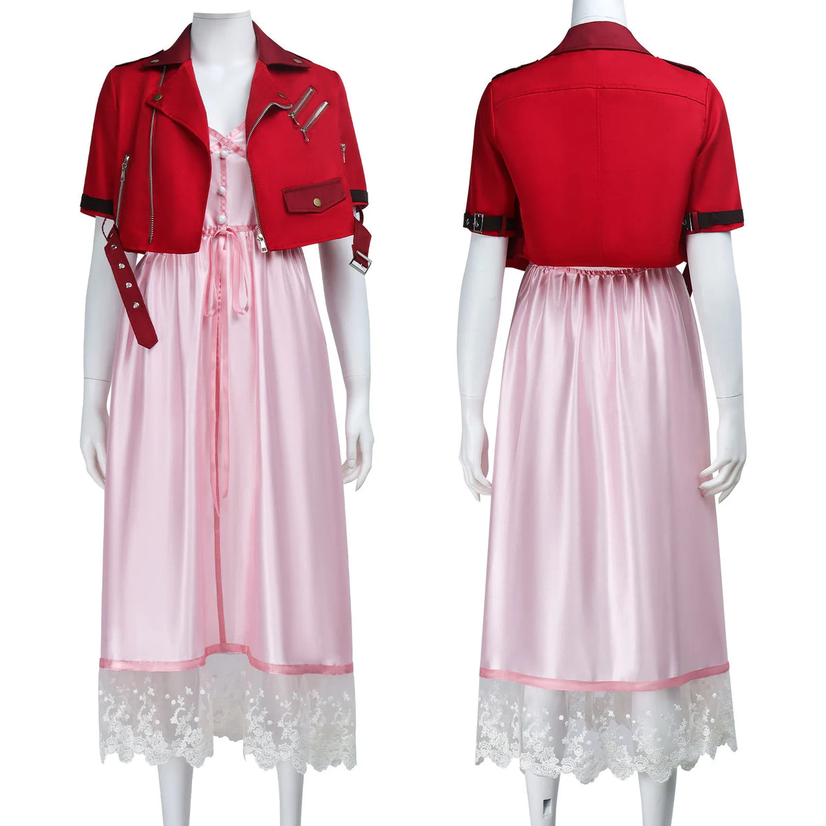 Fantasy VII Cosplay Game FF7 Aerith Gainsborough Cosplay Costume Aerith Coat and Dress Full Set Halloween Party Outfits