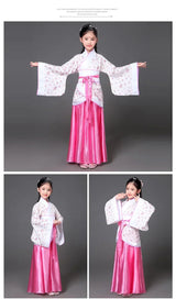 chinese Folk Dance new year clothes traditional hanfu for girls kids dragon dress ancient Stage Carnival costume Clothing skirt