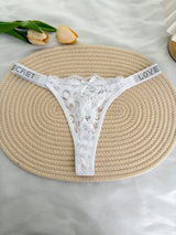 Custom Rhinestone Letter Name Thong Sexy Lace Panties Low-Rise Crystal Letter G-string Personalized Gift Wife Lover Anniversary