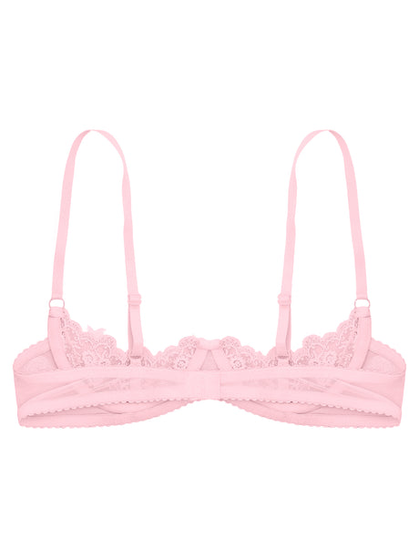 Women's Sexy Open Cup Bra Tops Sheer Floral Lace Underwire Push Up Bralette Cupless Lingerie Exposed Breast Underwear Nightwear