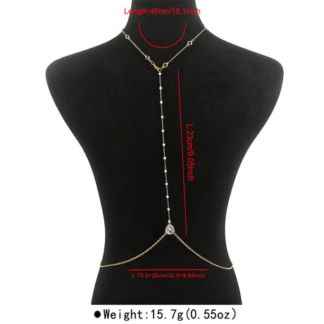 Simple Multilayer Rhinestone Back Chain Necklaces for Women Sexy Metal Shiny Crystal Bikini Waist Chain Body Chain Jewelry Gifts