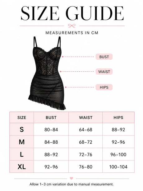Women's Transparent Lace Lingerie Nightdress with Matching Panties, Ruched Ruffle Hem Babydoll Sleepwear, Four Colors S-XL