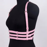 Women's Edgy Pink Faux Leather Harness Belt - Metal O-Ring Decor - Minimalist Fashion Waist Accessory for Stylish Outfits