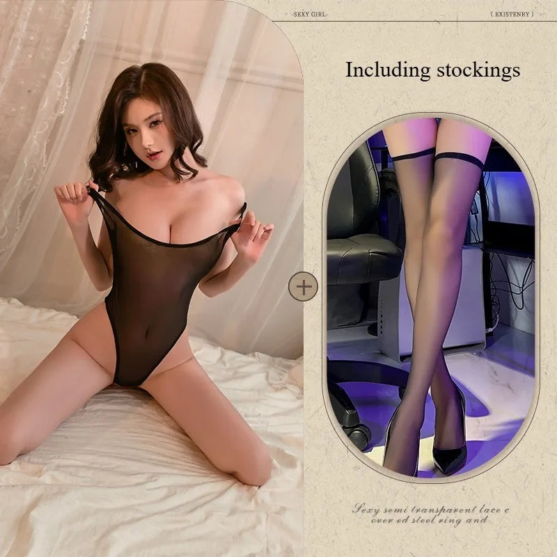 Erotic Lingerie Perspective Japanese Camisole Backless Swimsuit Sexy Seductive Passionate Teasing Flirting Midnight Sex Suit