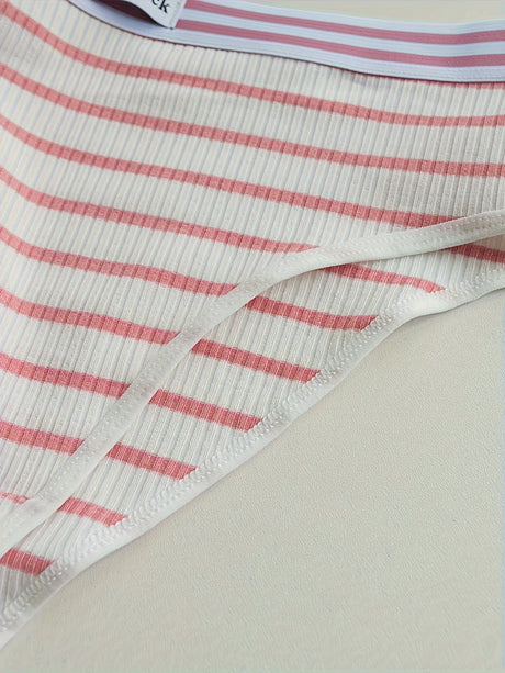 Random 7-piece mixed color high-waisted pure cotton inner-padded women's briefs, classic striped simple women's underwear