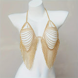 Bikini Crystal Bra Chain Sexy Rhinestone Thong Suit Body Fringed Bra Lumbar Abdominal Chain Women Sexy Underwear Accessories