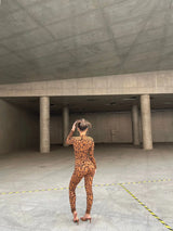 Y2k Hot Girl New Long Sleeve Bodycon Leopard Print Women Jumpsuit Sexy Sheer Mesh Bodysuits Catsuit Party Clubwear
