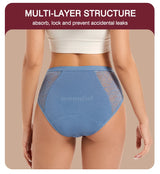 Moonful Women's Menstrual Panties High Waist Leak Proof 4 Layer Breathable Lace Period Underwear Girls Absorbent Brief
