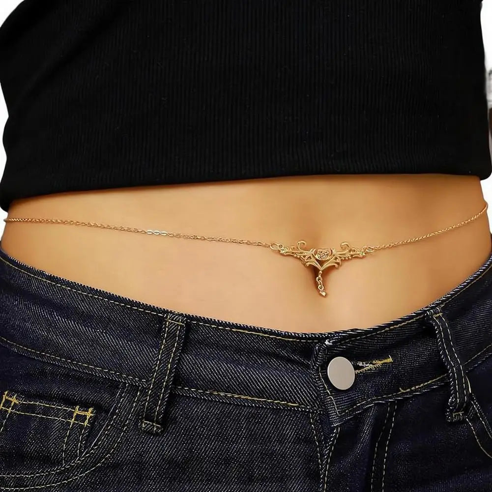 Gothic Heart Flame Waist Chain Sexy Punk Metal  Waist Belly Belt Chain Y2K Body Chain for  Beach Bikini Party Outfit Jewelry