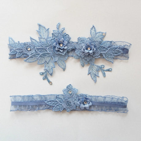 Sexy Lace Garter Women Socks Ring Bride Leg Ring Wedding Dress Ring Decoration Garters Thigh Bands Flowers With Rhinestone Blue