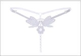 Butterfly Lace Pearl G-String Thong Adjustable Strap Hollow Out T Back Panty Adult Women Seductive Decorative Pearl Intimate