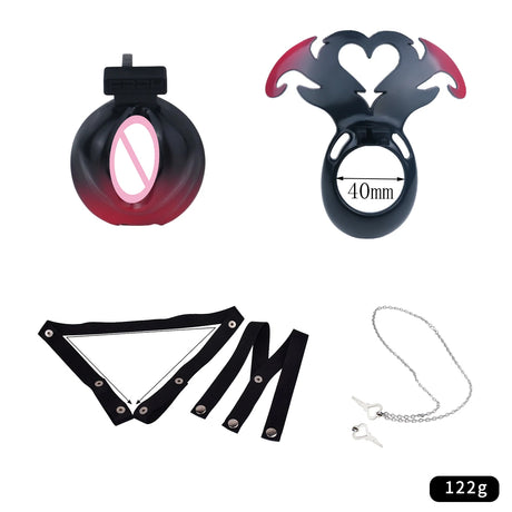 LICKER ABS Simulated Labia Cross-dresser Chastity Cage With loyalty Belt Wear Abstinence BDSM Penis Bondage Toys For Sissy Men