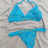 NEW Custom Name Thongs Lingerie Personalized Bra Thong Sets Sexy Lace Underwear Valentines Day Hotwife Gift Plus Size G-string