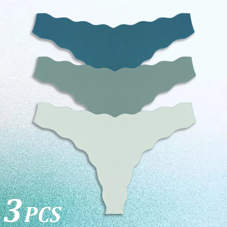 3PCS Women Seamless Panties Wavy Design Ultra-thin Panties Women Ice Silk Underwear Sexy Panty Low Waist G-string Female Solid