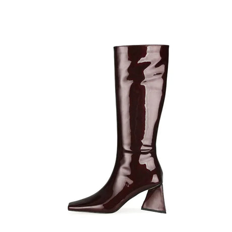 2024 NEW Fashion High Tube Knee High Boots 10cm/6.5cm Thick Heel 21 Colors Women Short Plush Boots Size 45 Winter Leather Shoes