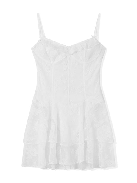 Summer Women Spaghetti Strap Corset Dress Sleeveless Bandage Lace Ruffle Bodysuits Dress Club Party Sexy Dresses