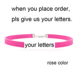 DIY Personalized Rhinestone Letter Custom Name Necklace Black Velvet Leather Choker Collar Neck Jewelry Friends Family Gifts