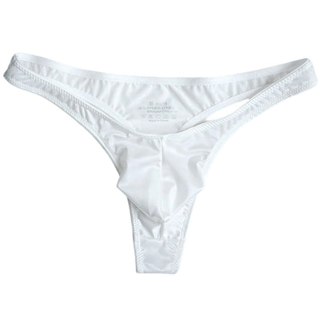 1pc Men Satin-like Glossy Ice Silk G-string Solid Low-Waist Shiny Smooth Thong Bulge Pouch Thong Thin Transparent Underwear