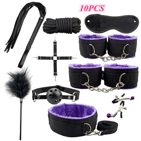 SM Sex Products BDSM Bondage Set Handcuffs Anal plug Tail Whip Gag Vibrat Adult Toys Exotic Accessories Sex Toys for Couples