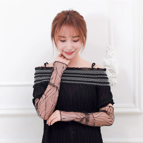 Cycling Bike Thin Arm Warmers Breathable Sunscreen Long-Sleeved Sun Protection Sleeves Driving Gloves Mesh Lace Gloves