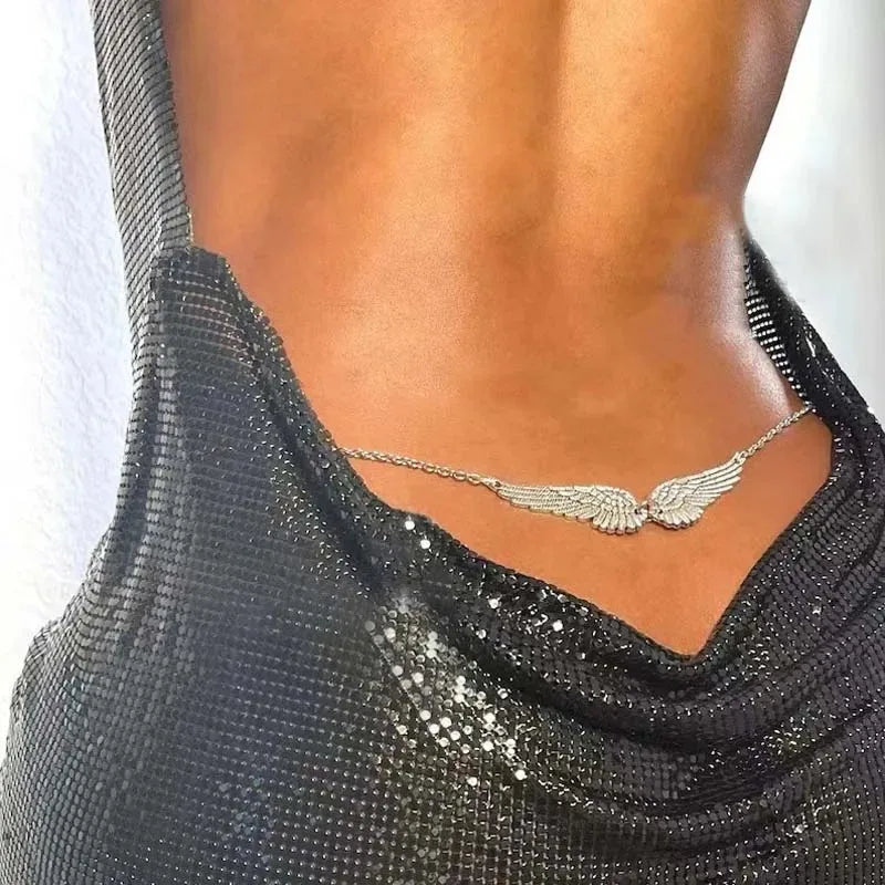 Antique Fashion Waist Chain for Women Charm Double Layer Angel Wings Body Chain Bikini Summer Beach Accessory Jewelry Gift