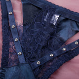 Women's Lingerie Sets Luxury Sequin Bra Belt Thong 3PC with Leg Circles See Through Push Up Bra Intimates Seductive Underwear