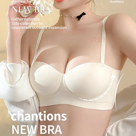 Sexy Seamless Half Cup Push-Up Bra Wire-Free Backless Stick-On Invisible Strapless for Small Breasts Underwear