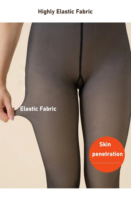 2PCS Plus Size Women's Fleece Warm Winter Tights Leggings Thick Fleece Panty Fake Translucent Pantyhose Thermal Stockings Woman