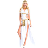 Ancient Egyptian Queen Inspired Ankha Cosplay Costume Set, White/Black Goddess Dress Gold Accents for Halloween & Themed Parties