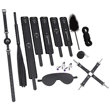 Couples BDSM Bondage Kit with Handcuffs Neck Collar Wrist Restraints Mouth Gag And Strap - Adult SM Sex Toys for Women's Fetish