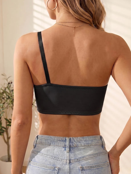 Summer Solid One Shoulder Wireless Women Bra Bralette Front-Clasp Push up Bra Comfort Unpadded Off Shoulder Bras