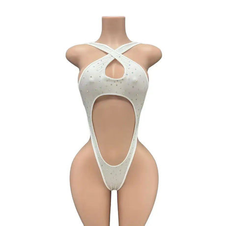 Hope&Win Rhinestone Exotic Dancewear Sexy Bodysuit Women One Piece Performance Wear Club Outfit Custom Design Wholesale