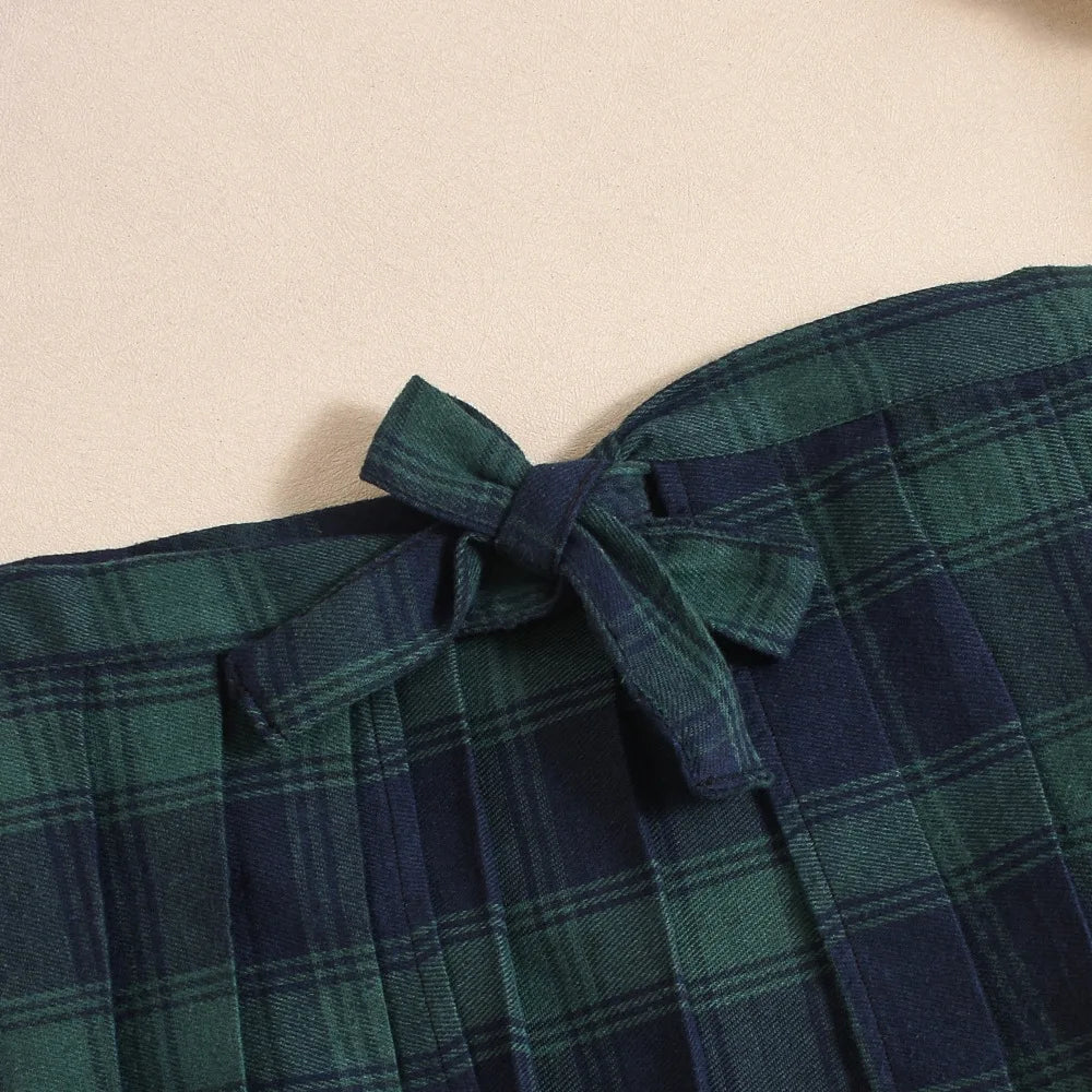Ellolace Students Cosplay Lingerie Green Plaid Skirt Ultra Hot Halter Bra Transparent Necktie g-String Thongs Ensemble Lingeries